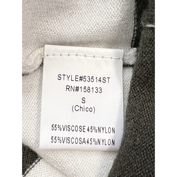 Pink Clover X Stich Fix Valencia Curved Hem Sweater Striped Olive/White SZ S - Picture 9 of 10